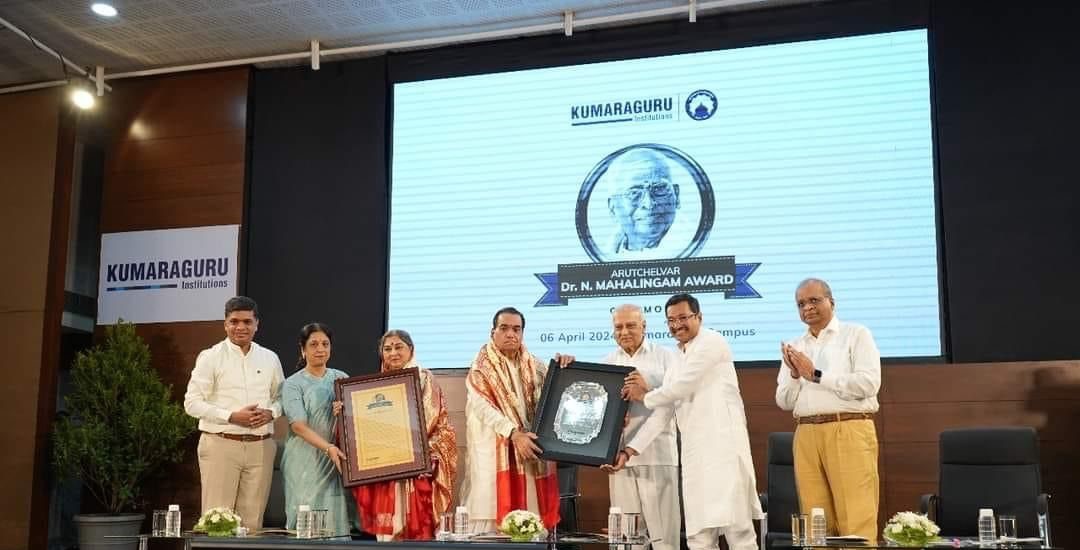 Rev. Prof. Dr. Vishwanath Karad conferred the Arutchelvar Dr. N. Mahalingam Award for 2024