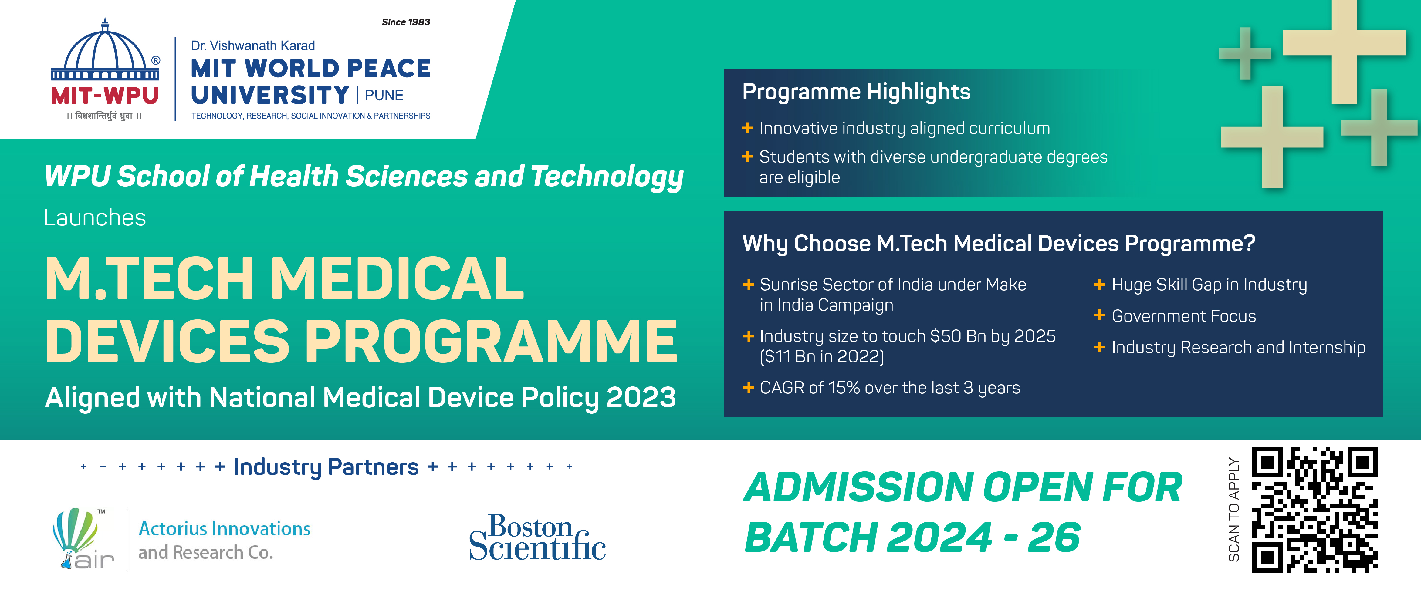 Embark on a transformative journey with our new M.Tech Medical Devices Programme.