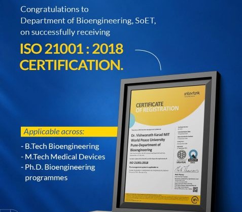 Department of Bioengineering at MIT-WPU Achieves ISO 21001:2018 Audit Certification