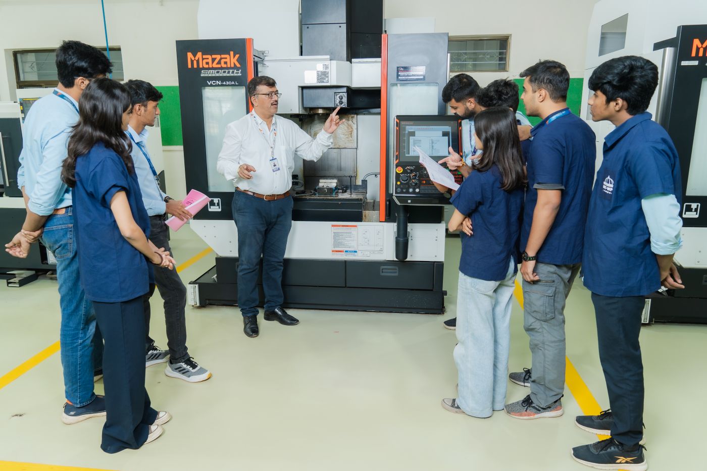 Students working in mechanical engineering lab at MIT-WPU Mechanical Engineering Department