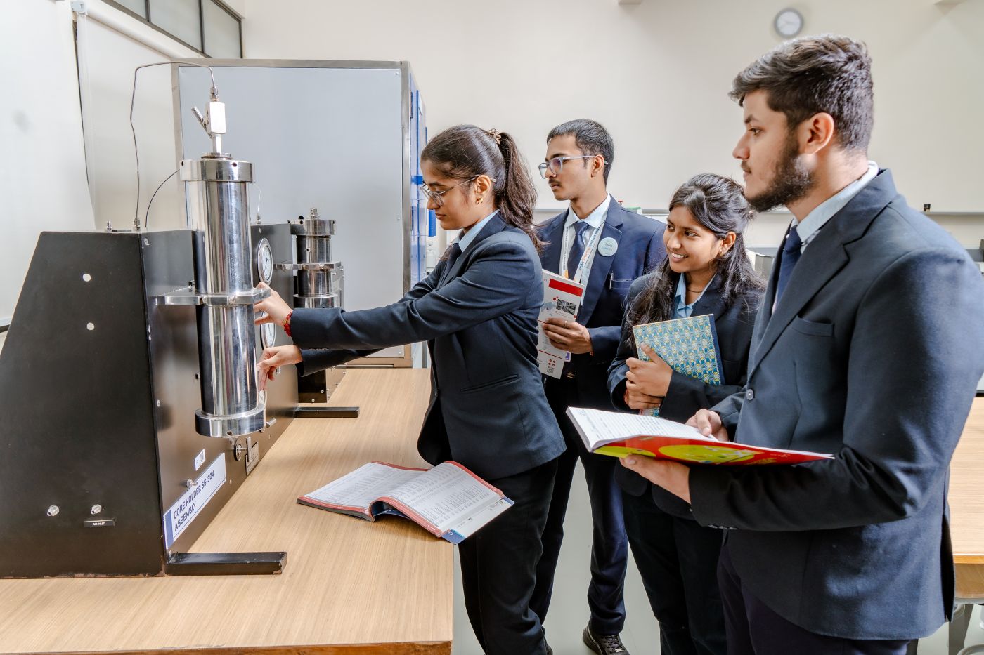 Students working in petroleum engineering lab at MIT-WPU Petroleum Engineering Department