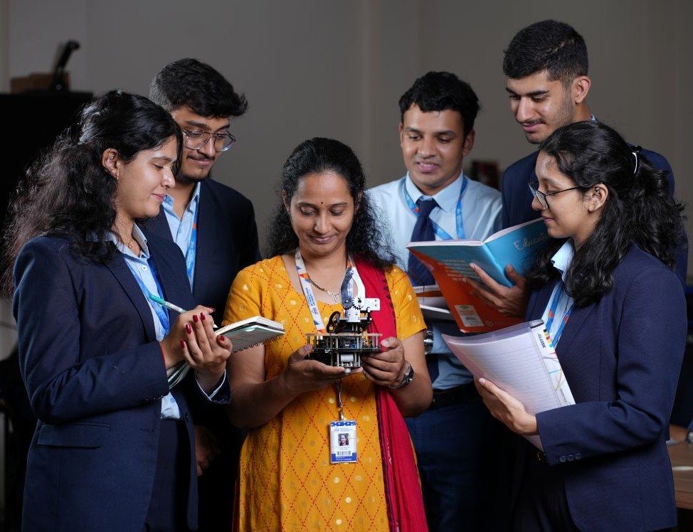 Students working in electronics and electrical engineering lab at MIT-WPU Electronics and Electrical Engineering Department